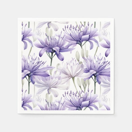 Soft Watercolor Lila Blütenfarbe Gemustert Serviette (Vorderseite)