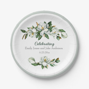 Soft Watercolor Magnolia Greenerity Wedding Paper  Pappteller