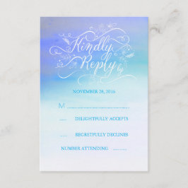 Soft Watercolor Modern Blue Wedding RSVP Card Karte