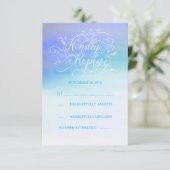 Soft Watercolor Modern Blue Wedding RSVP Card Karte (Stehend Vorderseite)