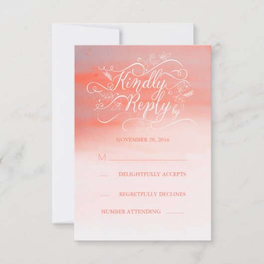 Soft Watercolor Modern Pink Wedding RSVP Card Karte (Vorderseite)