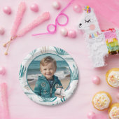 Soft Watercolor Ocean Photo Kids Birthday Pappteller (Party)