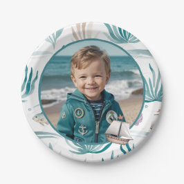 Soft Watercolor Ocean Photo Kids Birthday Pappteller