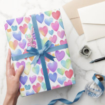 Soft Watercolor Pastel Hearts Valentine Wrap