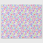 Soft Watercolor Pastel Hearts Valentine Wrap Geschenkpapier (Flach)
