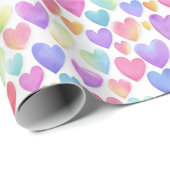 Soft Watercolor Pastel Hearts Valentine Wrap Geschenkpapier (Rolleneckpunkt)