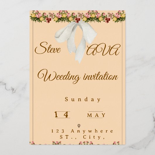 Soft Watercolor Wedding Invitation Folieneinladung (Vorderseite)