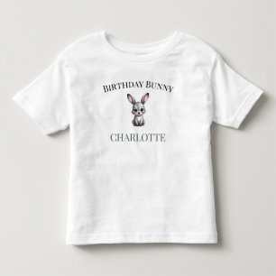 Soft Watercolor Woodland Birthday Bunny Name Kleinkind T-shirt
