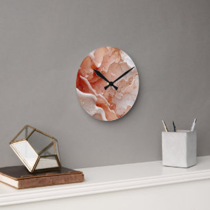 Soft Waves & Golden Lines Runde Wanduhr