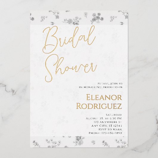 Soft White Bridal Shower Invite Folieneinladung (Vorderseite)