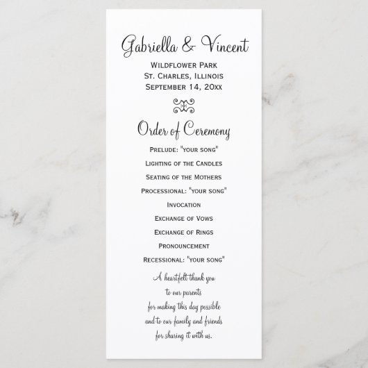 Soft White Daisy über graue Hochzeitsprogramme Programm (Rückseite)