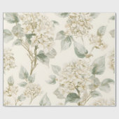 Soft White Hydrangea Floral Pattern Geschenkpapier (Flach)