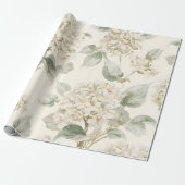Soft White Hydrangea Floral Pattern Geschenkpapier (Ungerollt)