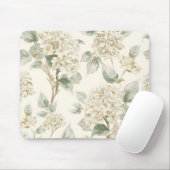 Soft White Hydrangea Floral Pattern Mousepad (Mit Mouse)