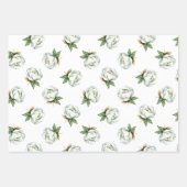 Soft White Magnolia Floral Bridal Wedding Geschenkpapier Set (Vorderseite 3)