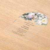 Soft White Peony with Eucalyptus Bachelorette Acryleinladungen (Ablage )