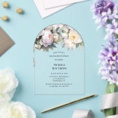 Soft White Peony with Eucalyptus Bachelorette Acryleinladungen (Insitu (Hochzeit))