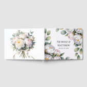 Soft White Peony with Eucalyptus Leaves Wedding Gästebuch (Voll)