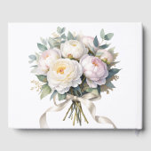 Soft White Peony with Eucalyptus Leaves Wedding Gästebuch (Rückseite)