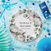 Soft White Peony with Eucalyptus Leaves Wedding Pappteller (Party)