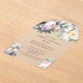 Soft White Peony with Eucalyptus Wedding Acryleinladungen (Ablage )