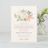 Soft White Pumpkin Blush Floral Wedite Einladung (Stehend Vorderseite)