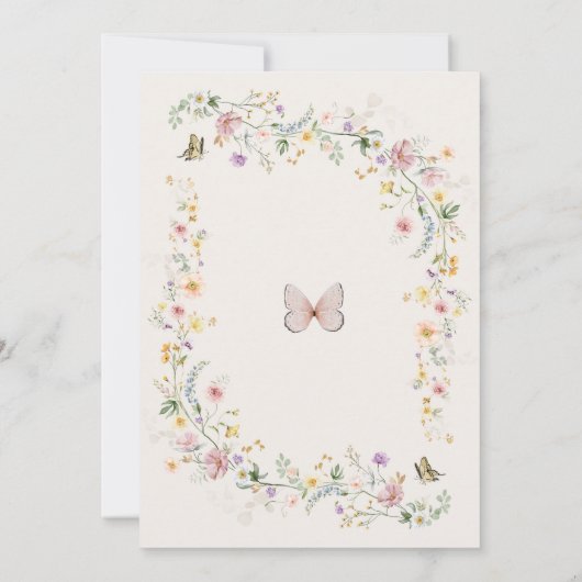 Soft Wildblume Butterfly Garden Brautparty Einladung (Rückseite)