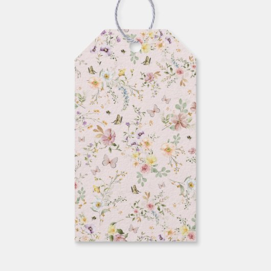 Soft Wildblume Tea Party Brautparty Favoriten Geschenkanhänger (Rückseite)