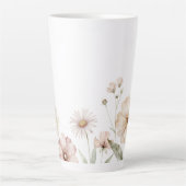 Soft Wildflower Border Watercolor Background Milchtasse (Vorderseite)