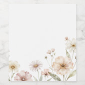 Soft Wildflower Border Watercolor Background Weinetikett (Einzelnes Label)