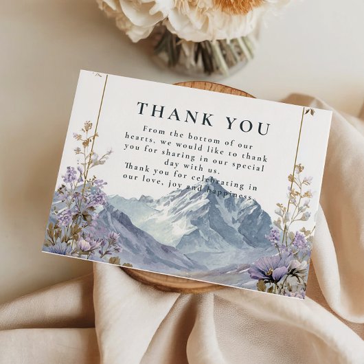 Soft Wildflower Mountain Wedding Dankeskarte