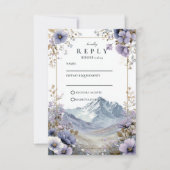 Soft Wildflower Mountain Wedding RSVP Karte (Vorderseite)