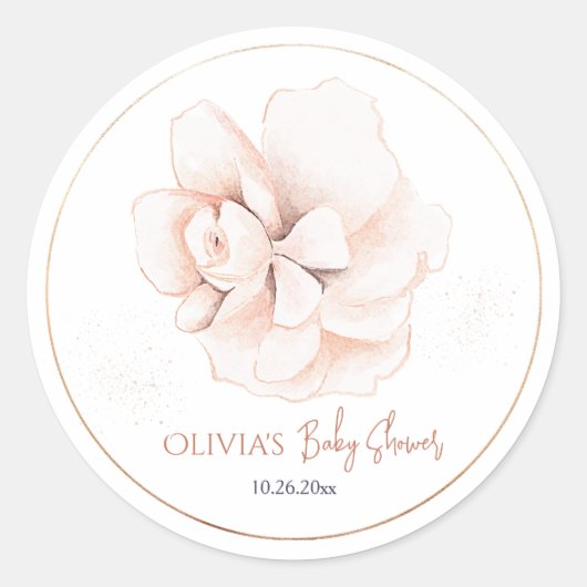 Soft Wildflowers Modern Baby Shower Invitation Runder Aufkleber (Vorderseite)