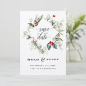 Soft Winter Berry Christmas | FOTO Save The Date (Stehend Vorderseite)