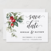 Soft Winter Berry Christmas Save The Date (Vorderseite)