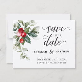 Soft Winter Berry Christmas Save The Date