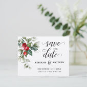 Soft Winter Berry Christmas Save The Date (Stehend Vorderseite)