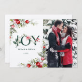 Soft Winter Berry JOY Weihnachtskarte Einladung (Vorne/Hinten)