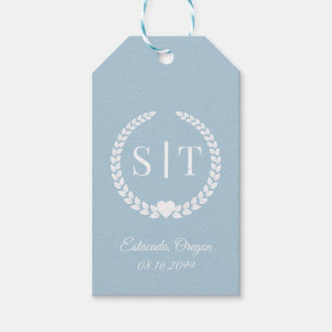 Soft Winter Blue Monogram Initials Geschenkanhänger