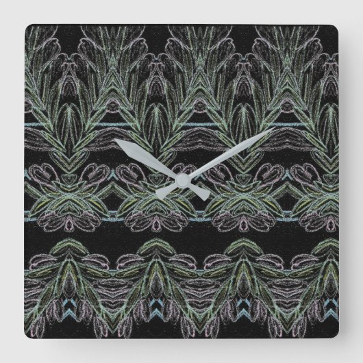 Soft Wirbel Black Quadratische Wanduhr (Vorderseite)