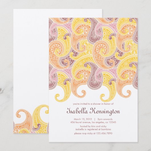 Soft Wirbel Kinderdusche Einladung (Vorne/Hinten)