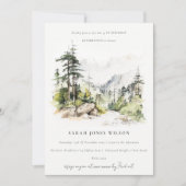 Soft Woods Mountain Landscape Sketch Birthday Einladung (Vorderseite)