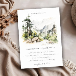 Soft Woods Mountain Landscape Sketch Wedding Einladung