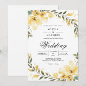 Soft Yellow Bloom Arch Wedding Einladung (Vorne/Hinten)