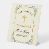 Soft Yellow Gold Cross 1. Community Willkommenszei Sockelschild (Vorderseite)