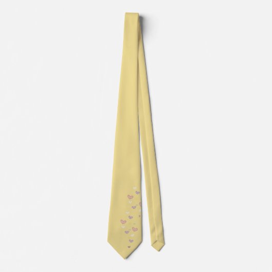 Soft Yellow Heart Motif Krawatte (Vorderseite)