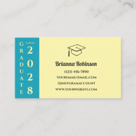 Soft Yellow Modern Graduation QR Code Name Card Telefonnummerkarte
