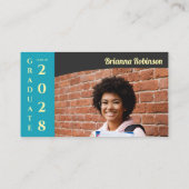 Soft Yellow Photo Modern Graduation Name Card Telefonnummerkarte (Rückseite)