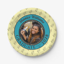 Soft Yellow Photo Modern Graduation Party Pappteller