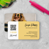 Soft Yellow QR Code Foto Social Media Icons Visitenkarte